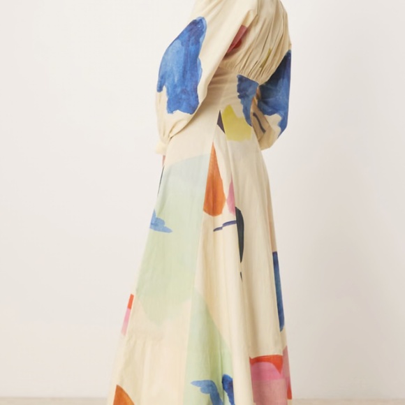 ASOS DESIGN long sleeve v neck poplin maxi dress in print - Picture 3 of 4